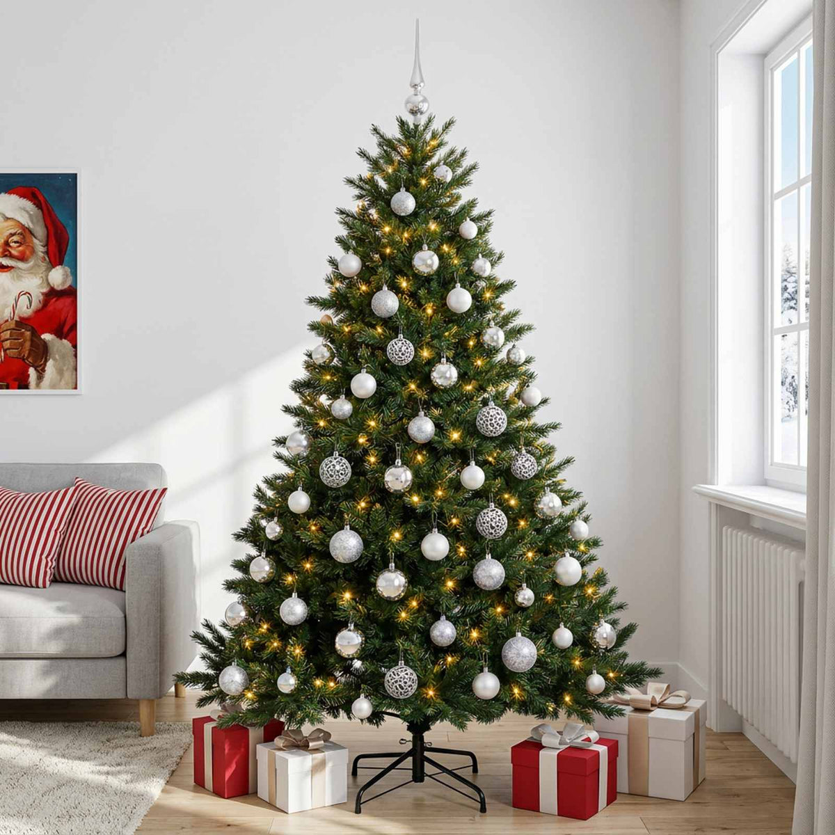 vidaXL Artificial Christmas Tree with Bauble 240 cm 300 LEDs 3