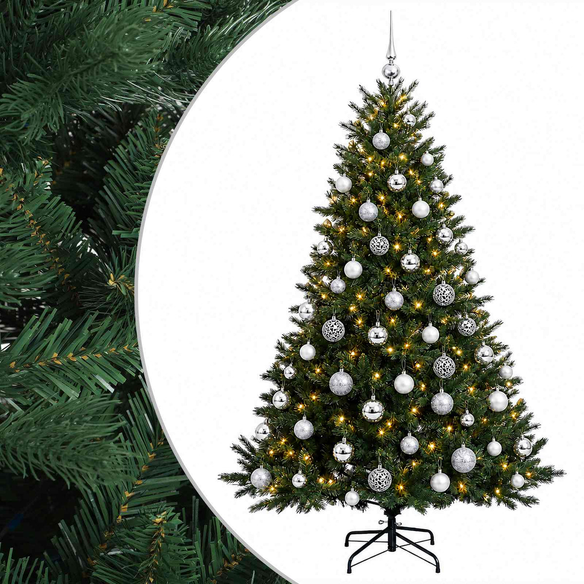 vidaXL Artificial Christmas Tree with Bauble 240 cm 300 LEDs 2