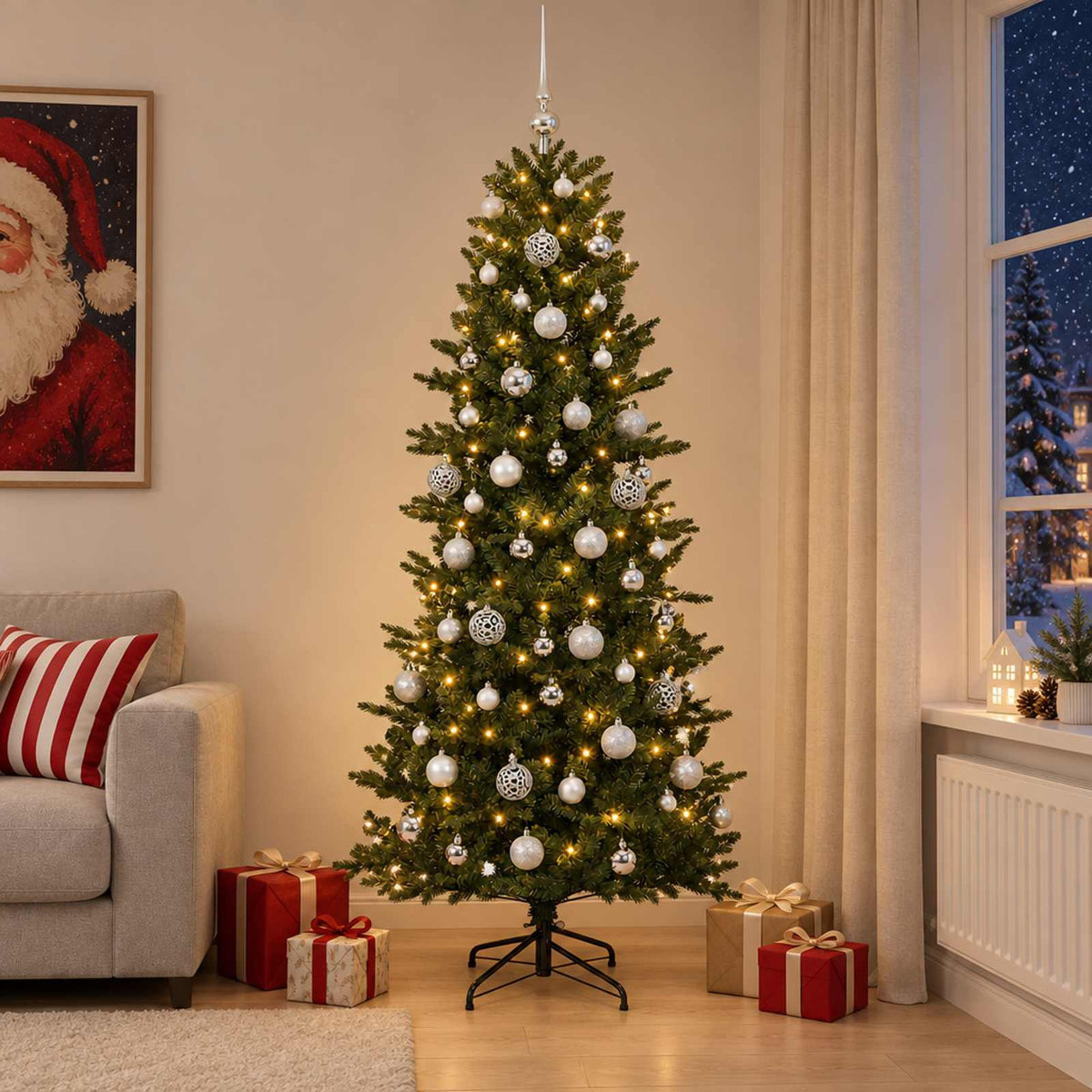 vidaXL Artificial Christmas Tree with Bauble 240 cm 300 LEDs 1