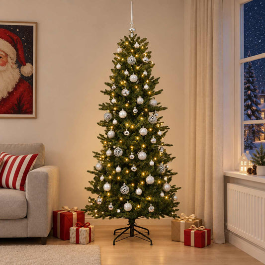 vidaXL Artificial Christmas Tree with Bauble 210 cm 300 LEDs 1