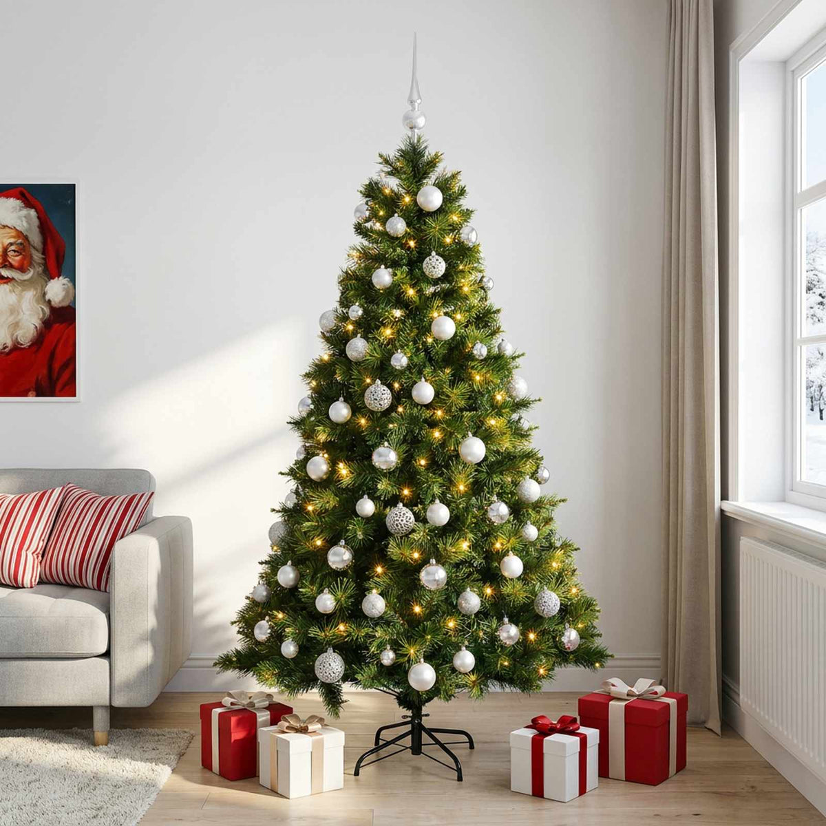 vidaXL Artificial Christmas Tree with Bauble 180 cm 300 LEDs 3