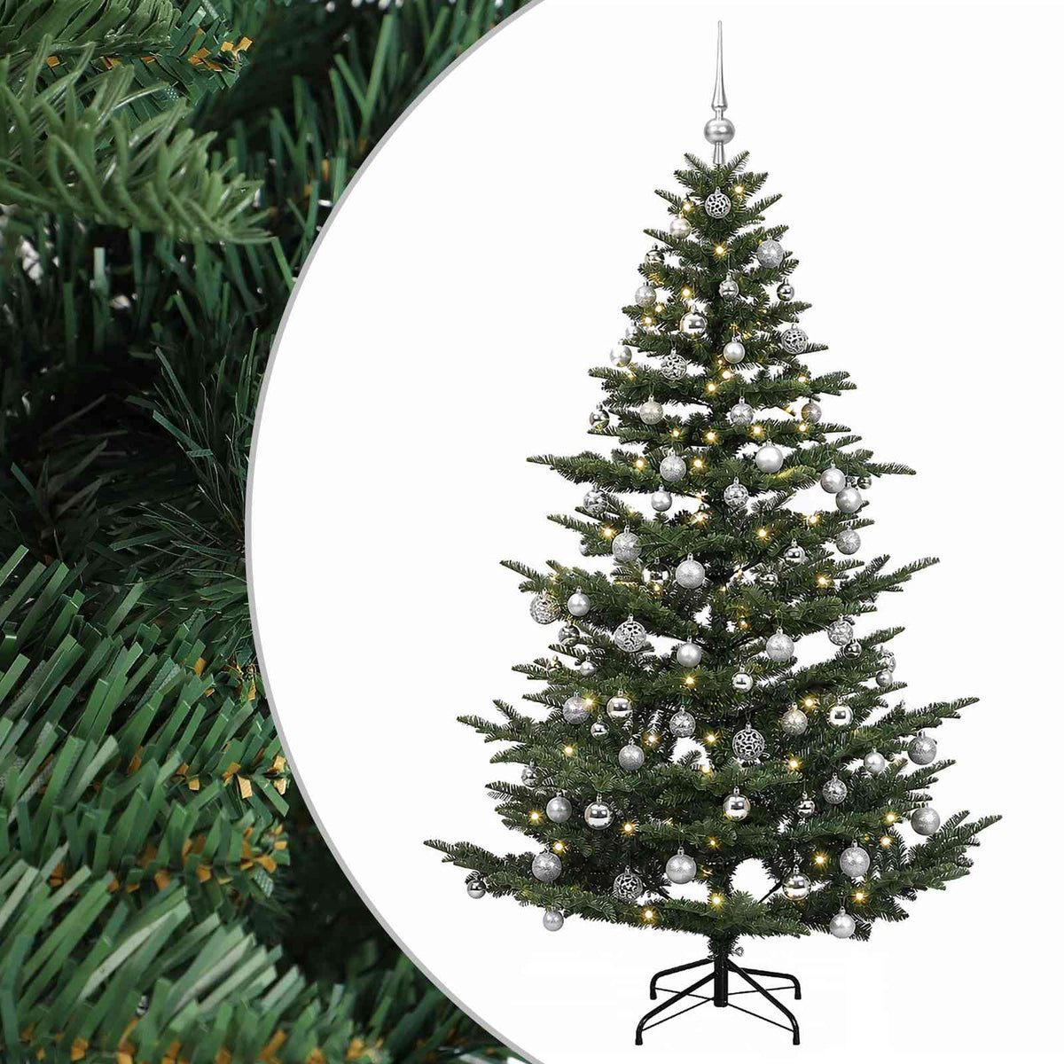 vidaXL Artificial Christmas Tree with Bauble 180 cm 300 LEDs 2