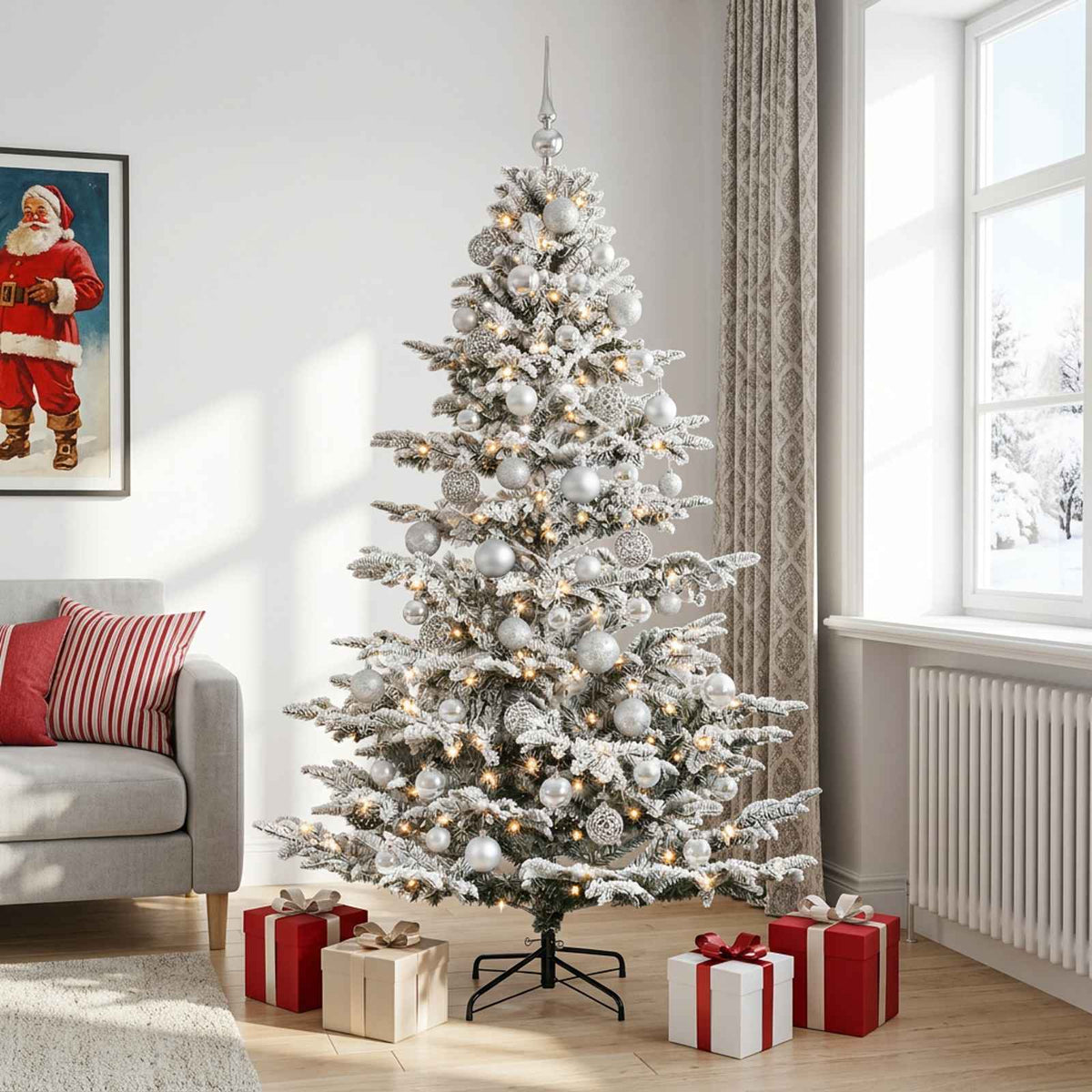 vidaXL Artificial Christmas Tree with Bauble 210 cm 300 LEDs 1
