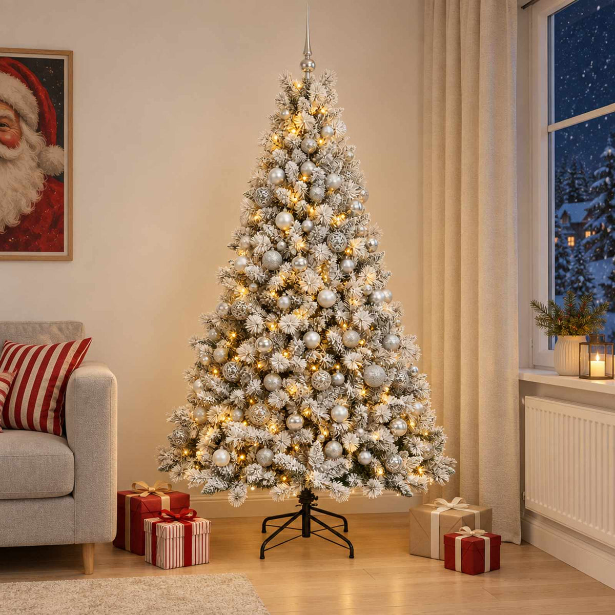 vidaXL Artificial Christmas Tree with Bauble 180 cm 300 LEDs 1