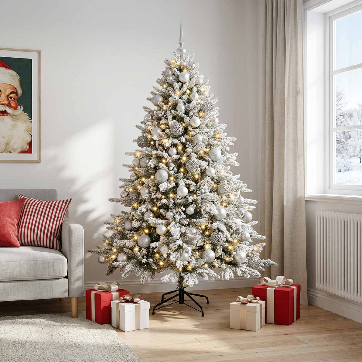 vidaXL Artificial Christmas Tree with Bauble 210 cm 300 LEDs 1