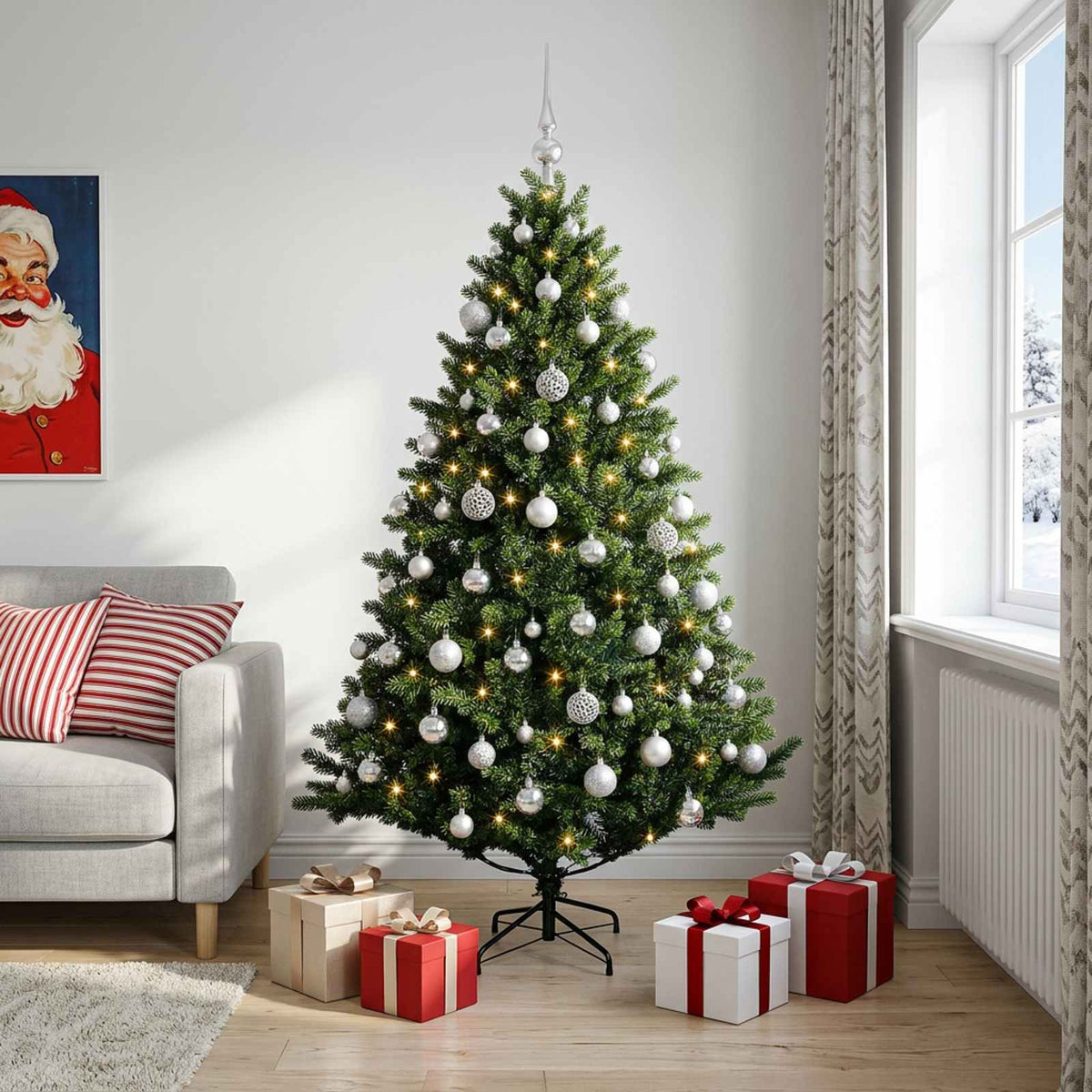 vidaXL Artificial Christmas Tree with Bauble 180 cm 300 LEDs 1