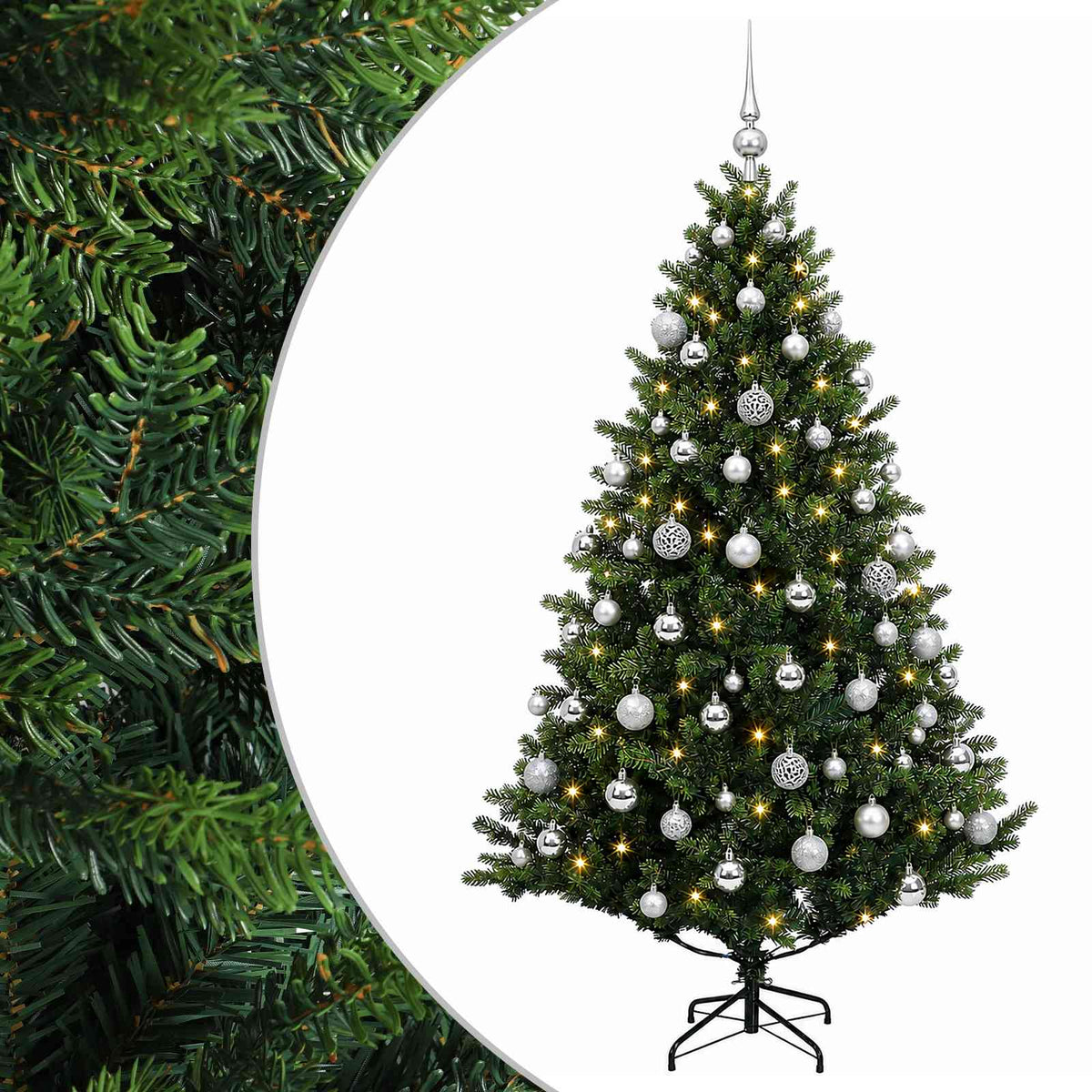 vidaXL Artificial Christmas Tree with Bauble 180 cm 300 LEDs 2