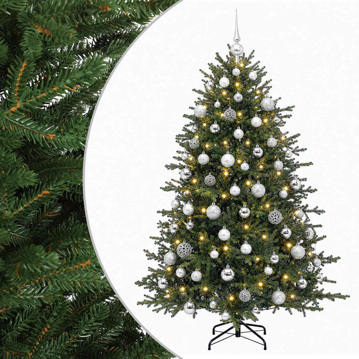 vidaXL Artificial Christmas Tree with Bauble 210 cm 300 LEDs 2