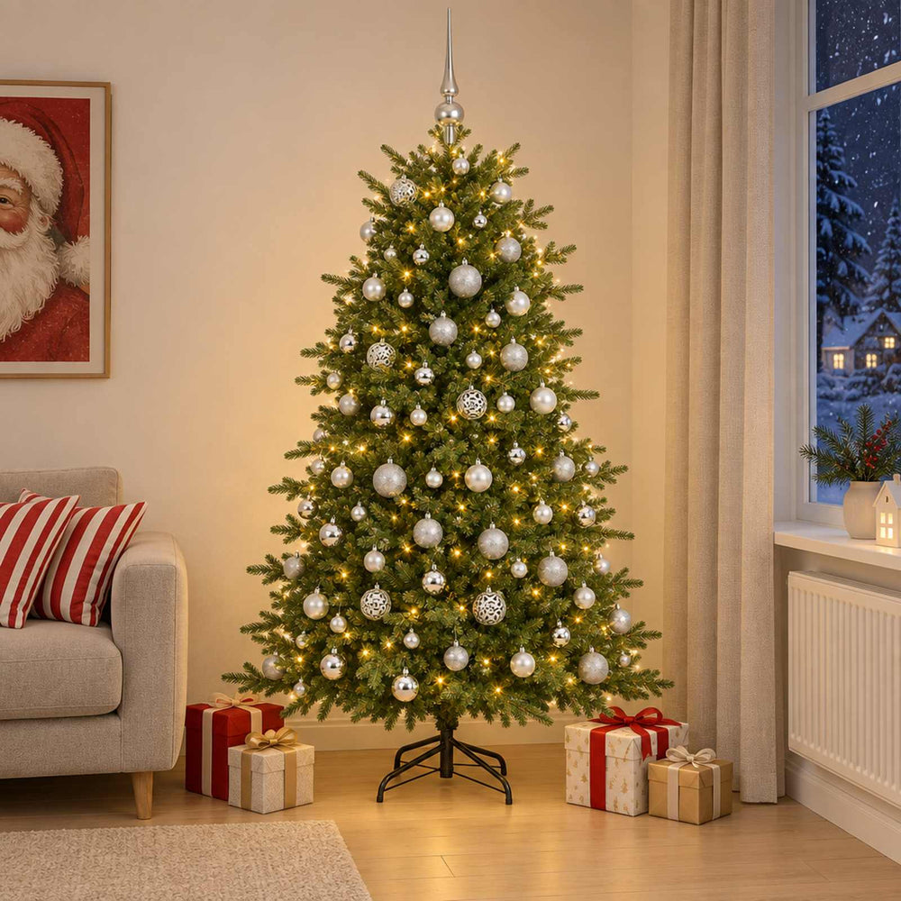 vidaXL Artificial Christmas Tree with Bauble 240 cm 300 LEDs