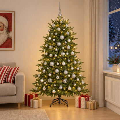 vidaXL Artificial Christmas Tree with Bauble 240 cm 300 LEDs 1