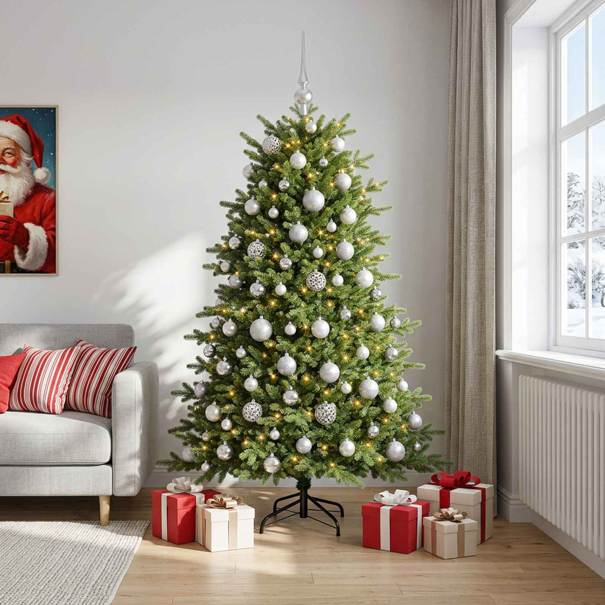 vidaXL Artificial Christmas Tree with Bauble 240 cm 300 LEDs 3