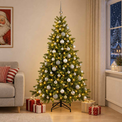 vidaXL Artificial Christmas Tree with Bauble 240 cm 300 LEDs 1