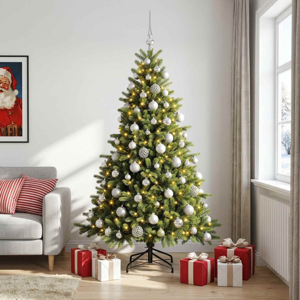 vidaXL Artificial Christmas Tree with Bauble 240 cm 300 LEDs 3
