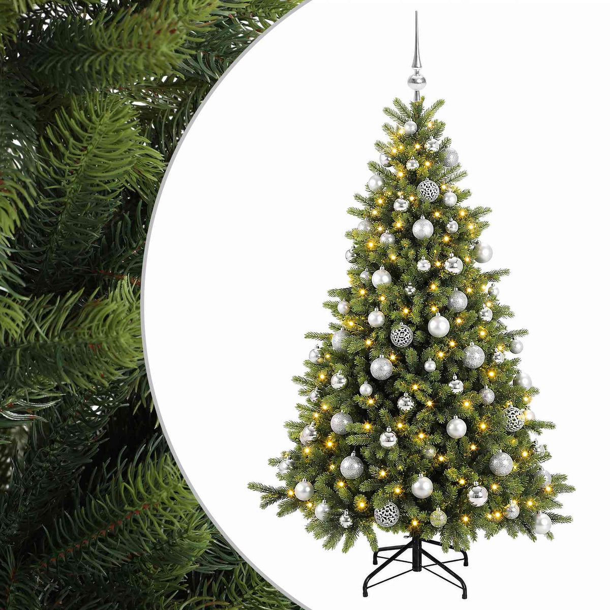 vidaXL Artificial Christmas Tree with Bauble 240 cm 300 LEDs 2