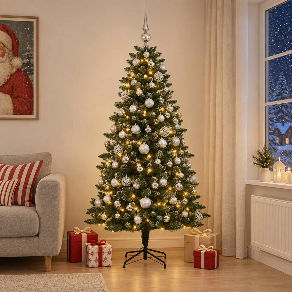vidaXL Artificial Christmas Tree with Bauble 210 cm 300 LEDs