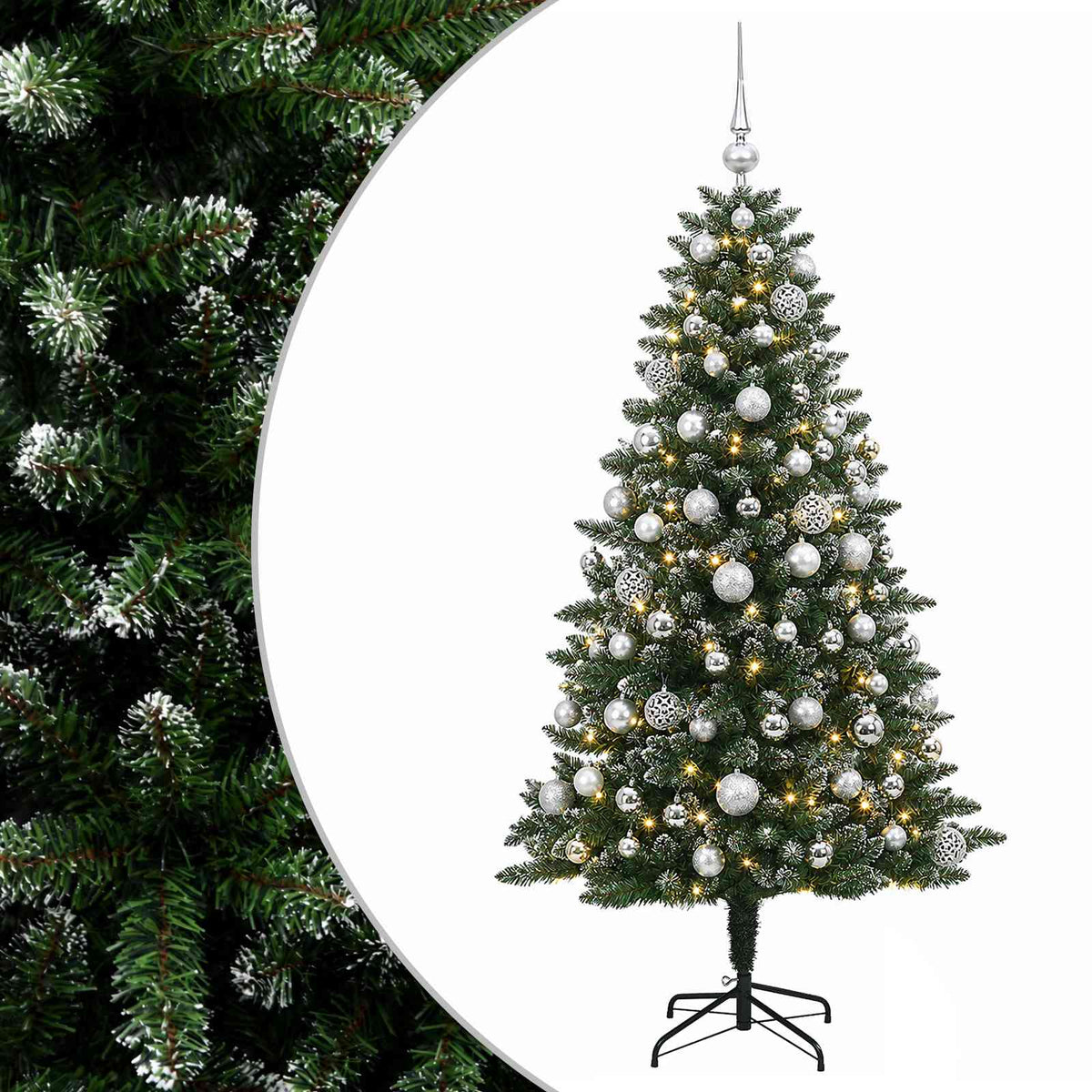 vidaXL Artificial Christmas Tree with Bauble 210 cm 300 LEDs 2