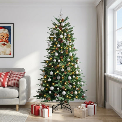 vidaXL Artificial Hinged Christmas Tree 180 cm 300 LEDs Warm White 3