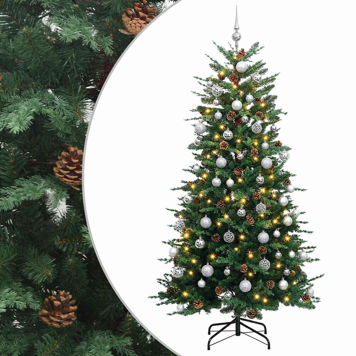 vidaXL Artificial Hinged Christmas Tree 180 cm 300 LEDs Warm White 2