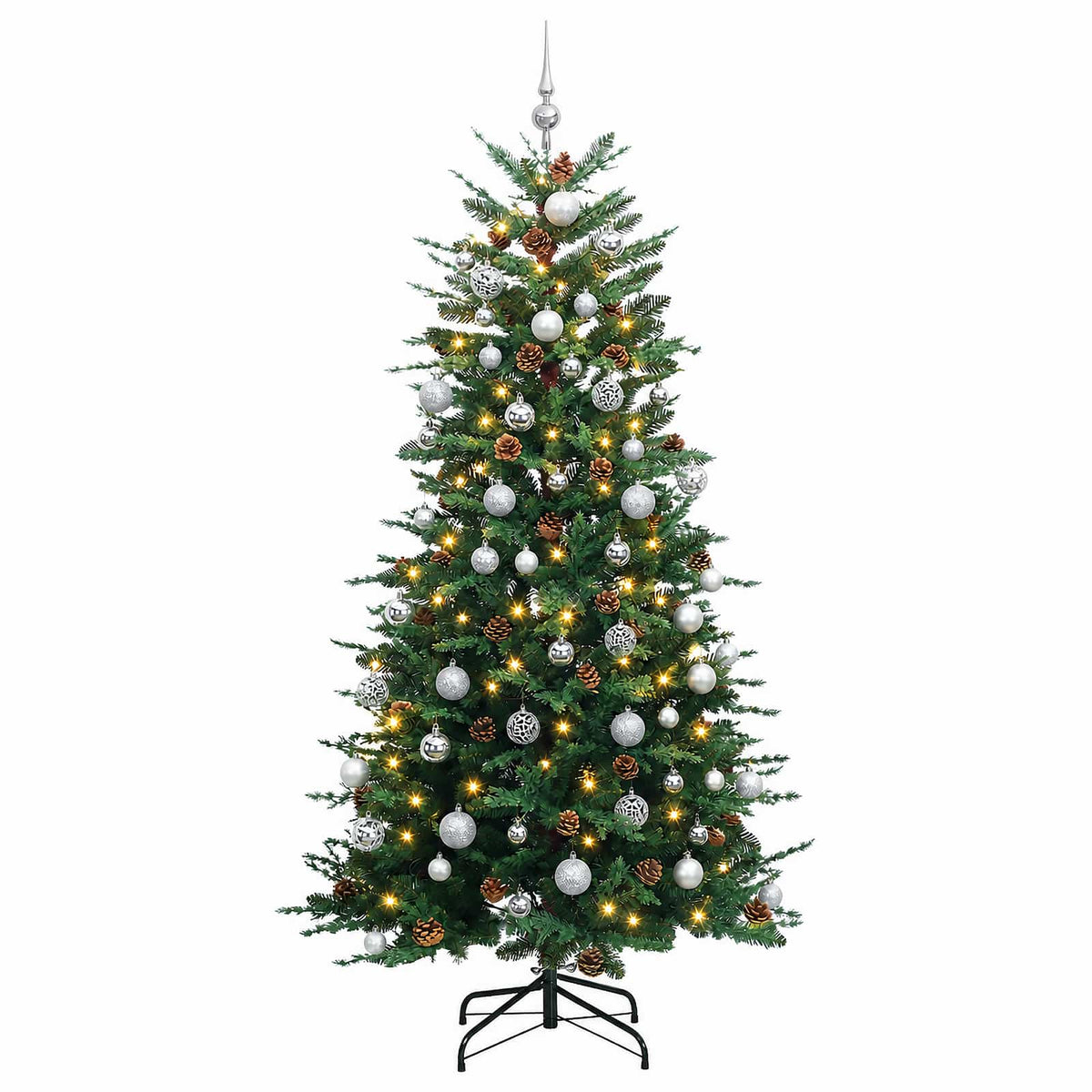 vidaXL Artificial Hinged Christmas Tree 180 cm 300 LEDs Warm White 4