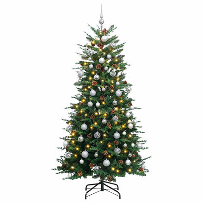 vidaXL Artificial Hinged Christmas Tree 240 cm 300 LEDs Warm White 4