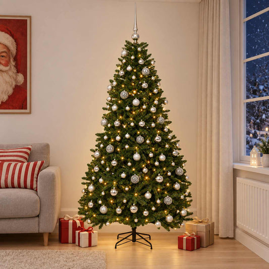 vidaXL Artificial Christmas Tree Mid-green with Bauble 210 cm 300 LEDs 1