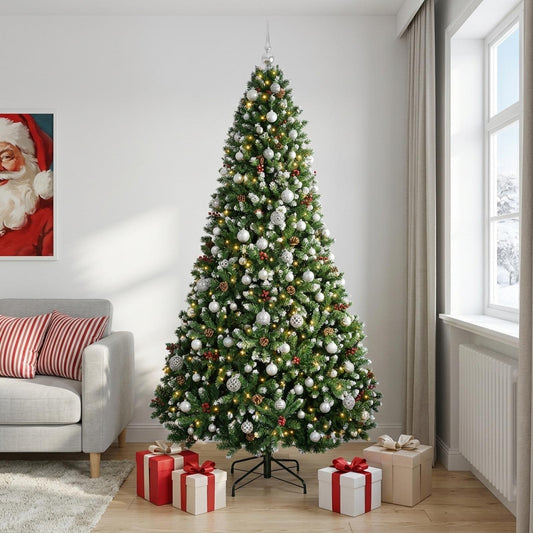 vidaXL Artificial Christmas Tree Green with Bauble 240 cm 300 LEDs 1