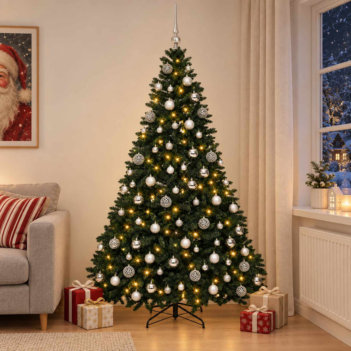 vidaXL Artificial Christmas Tree Dark Green with Bauble 240 cm 3
