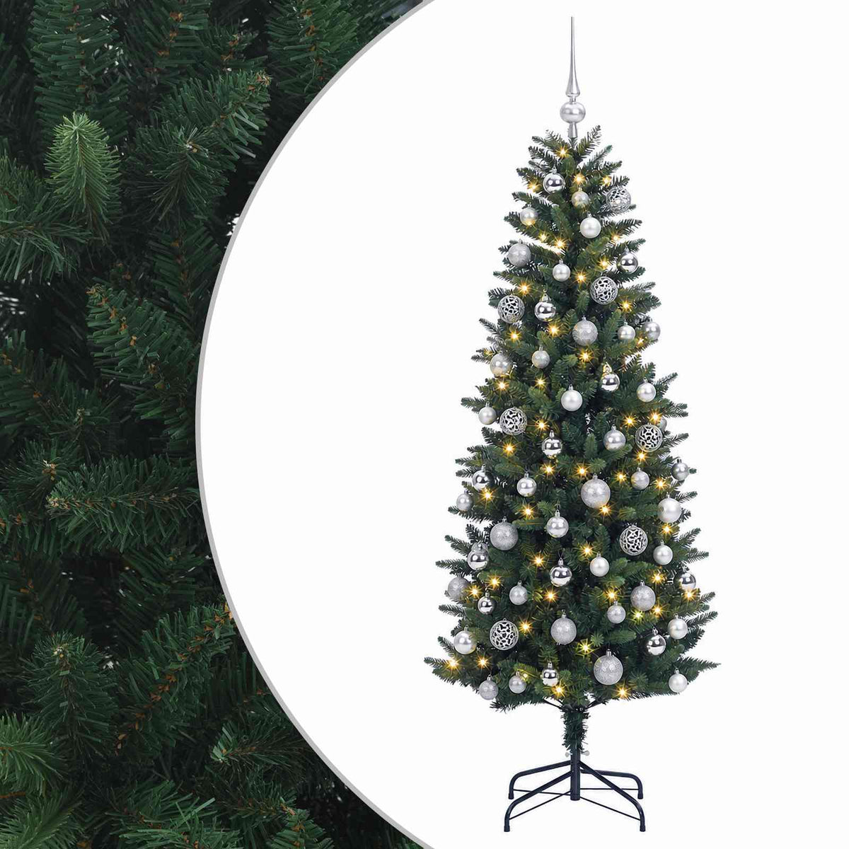 vidaXL Artificial Christmas Tree with Bauble 180 cm 300 LEDs 2