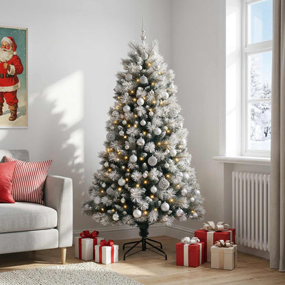vidaXL Artificial Hinged Christmas Tree with Baubles 180 cm 300 LEDs 3