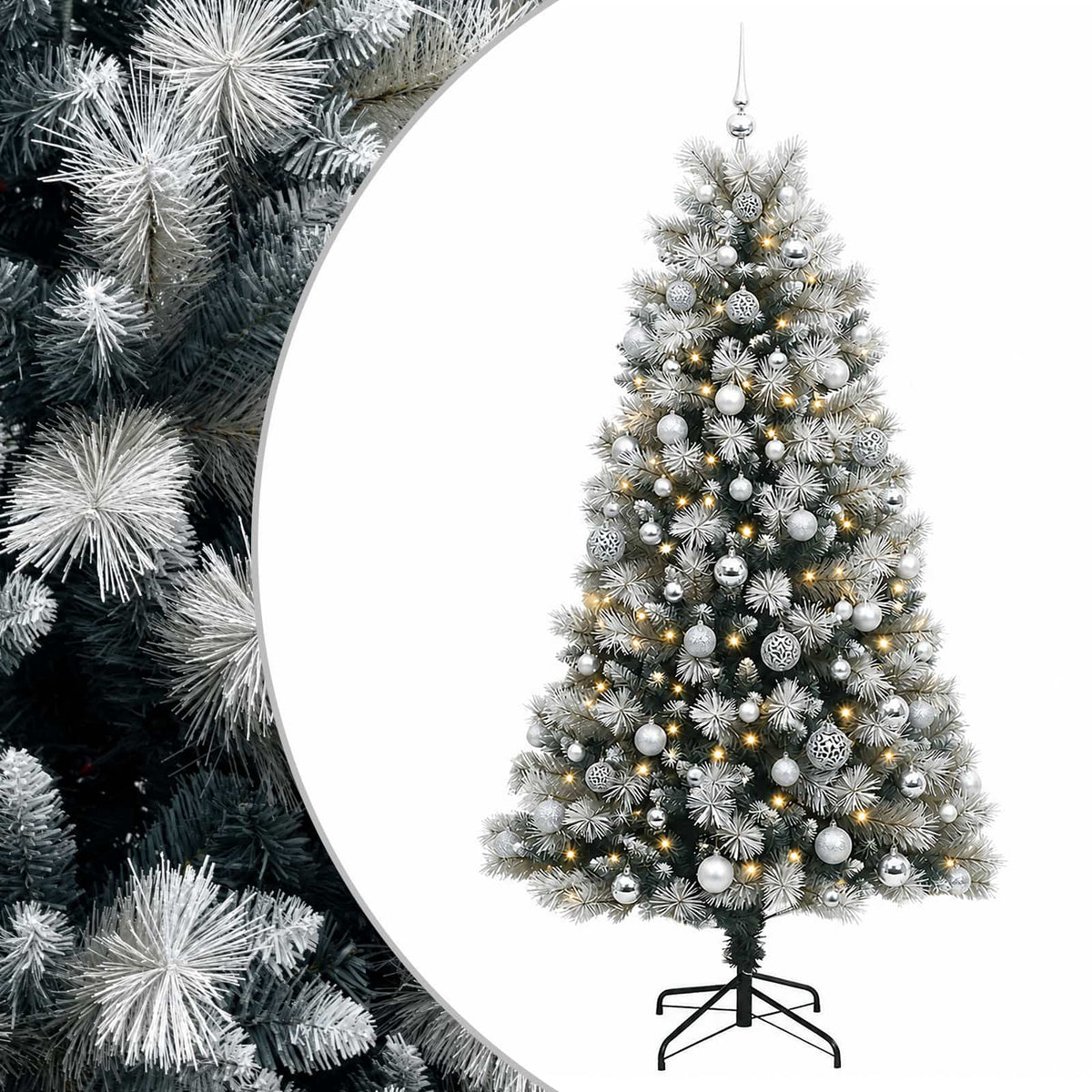 vidaXL Artificial Hinged Christmas Tree with Baubles 180 cm 300 LEDs 2