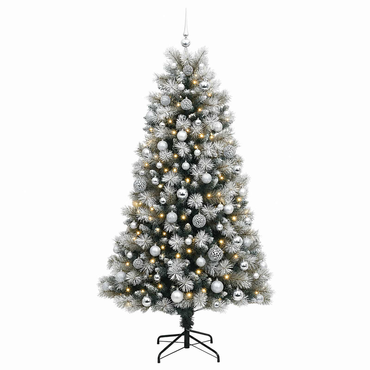 vidaXL Artificial Hinged Christmas Tree with Baubles 180 cm 300 LEDs 4