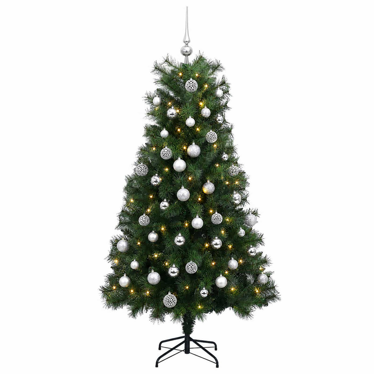 vidaXL Artificial Hinged Christmas Tree with Baubles 240 cm 300 LEDs 4