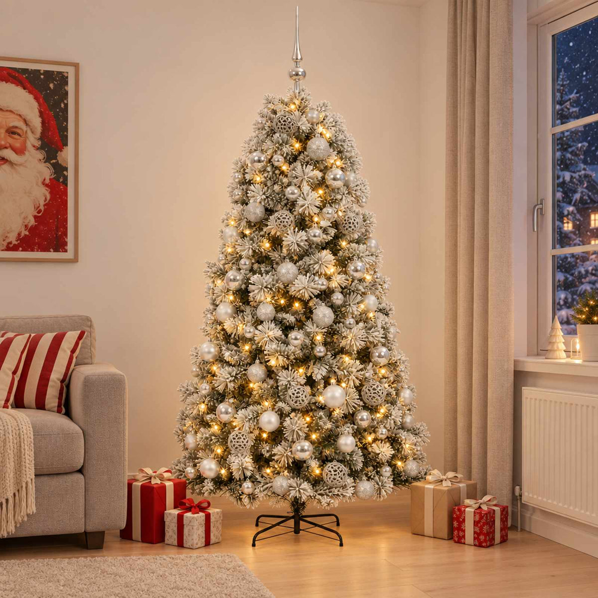 Artificial Hinged Christmas Tree Baubles LEDs