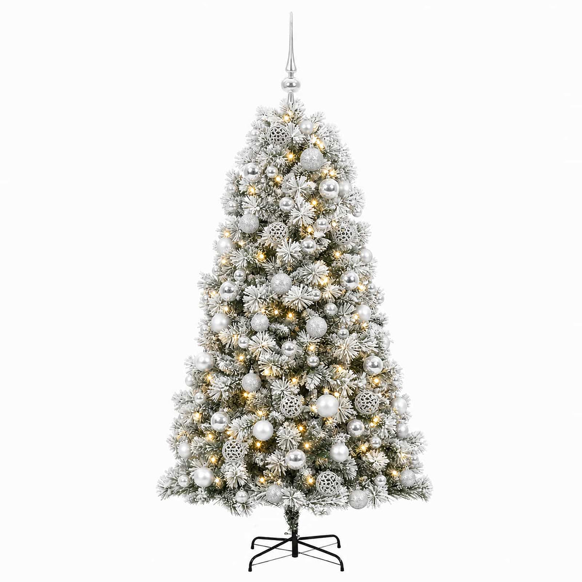 vidaXL Artificial Hinged Christmas Tree with Baubles 180 cm 300 LEDs 4