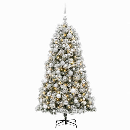 vidaXL Artificial Hinged Christmas Tree with Baubles 180 cm 300 LEDs 4