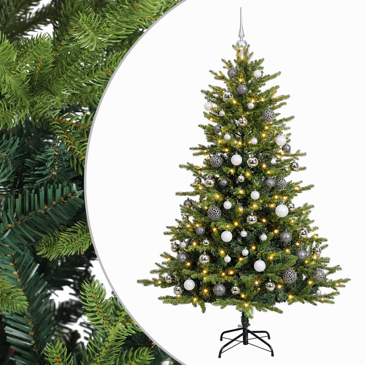 vidaXL Artificial Christmas Tree with Bauble 210 cm 300 LEDs 2