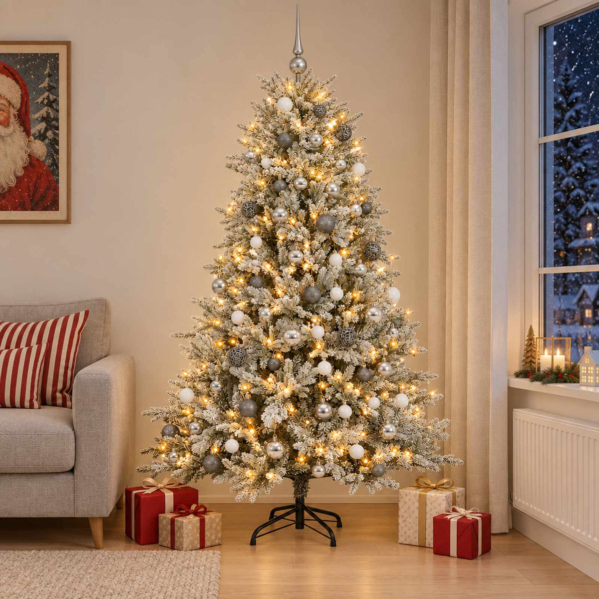 vidaXL Artificial Christmas Tree with Bauble 240 cm 300 LEDs 1
