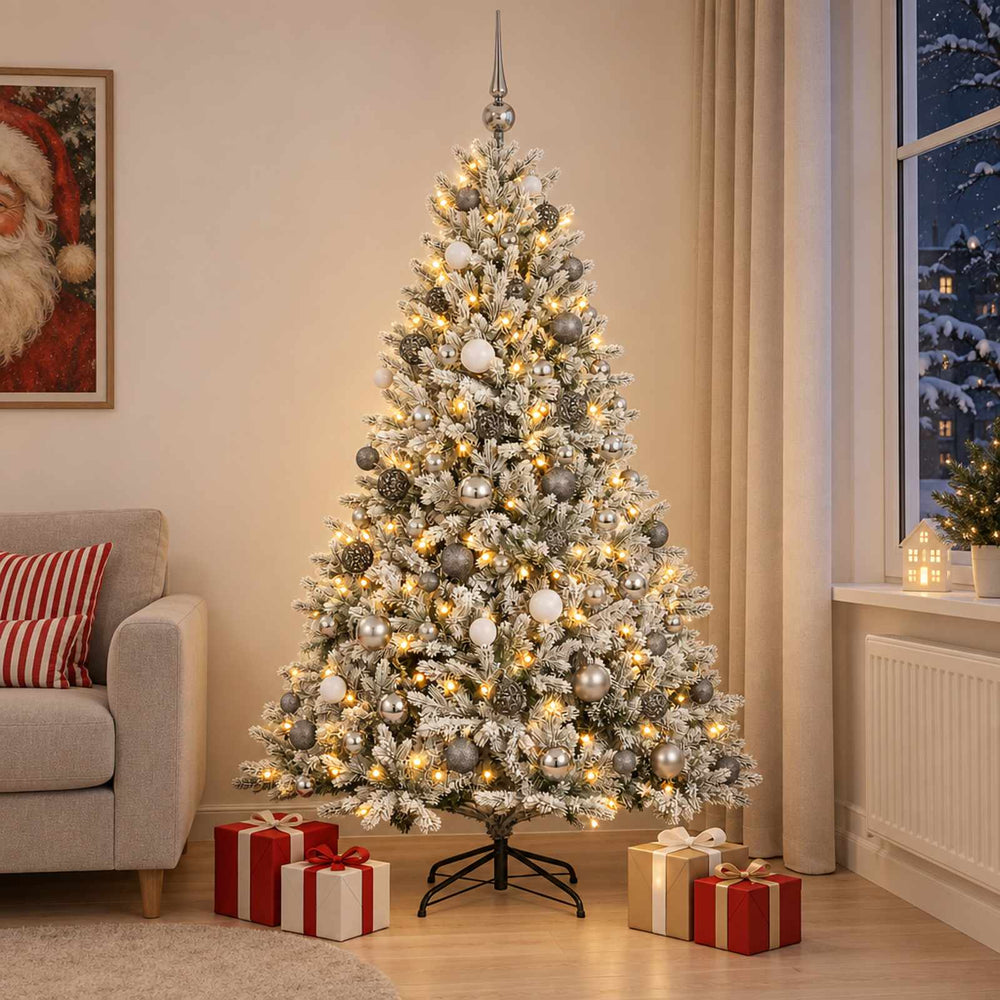 vidaXL Artificial Christmas Tree with Bauble 210 cm 300 LEDs