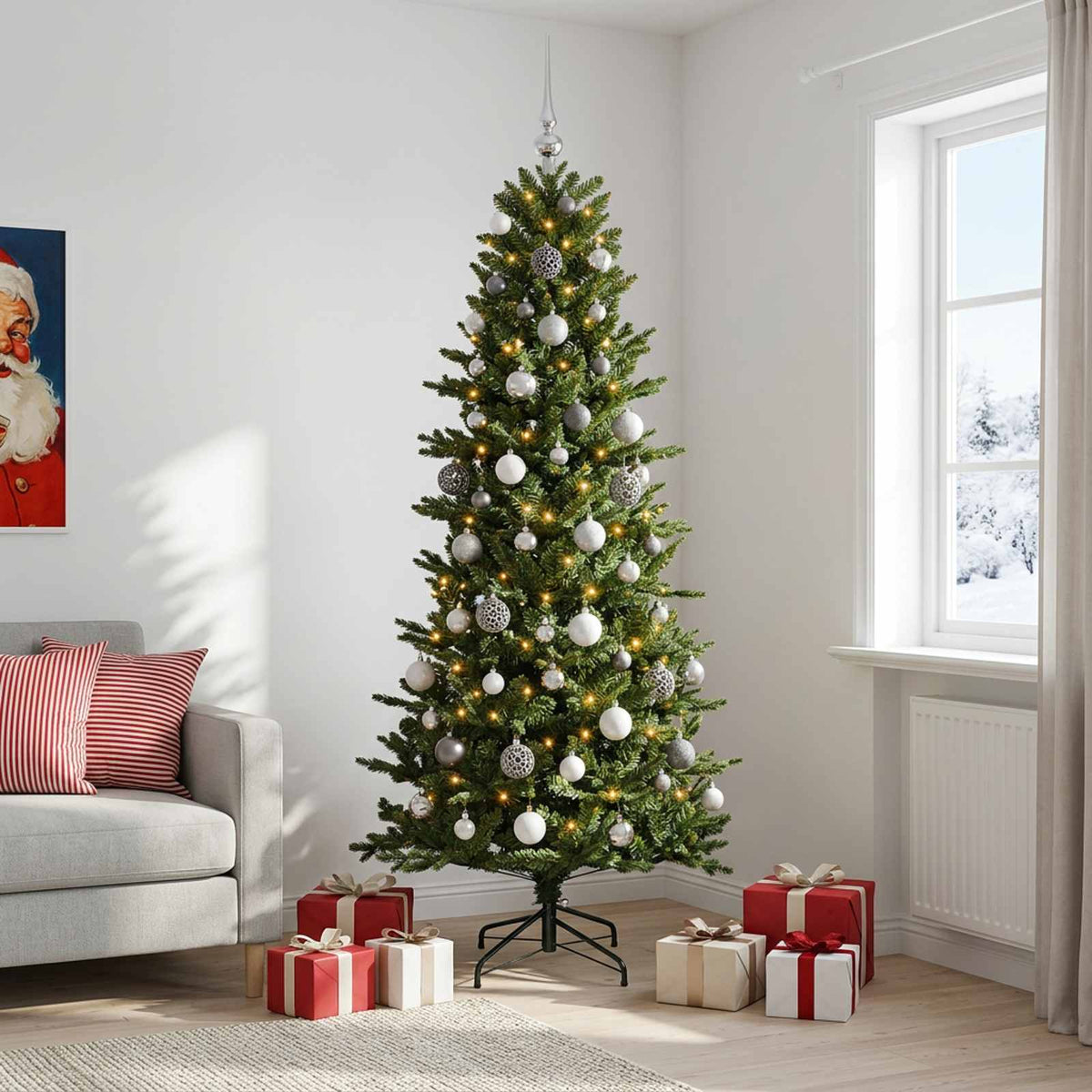vidaXL Artificial Christmas Tree with Bauble 180 cm 300 LEDs 1