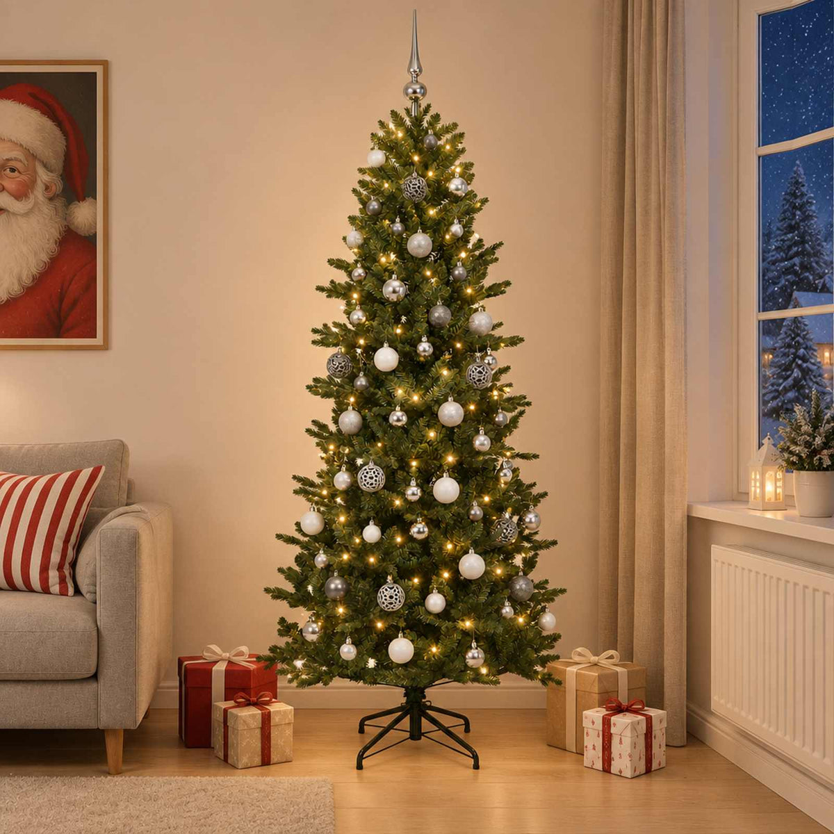 vidaXL Artificial Christmas Tree with Bauble 180 cm 300 LEDs 3