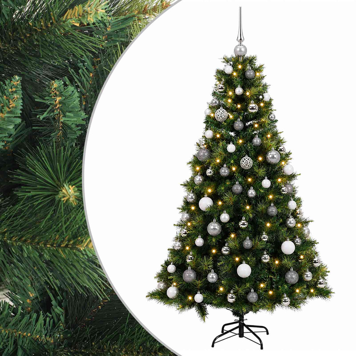 vidaXL Artificial Christmas Tree with Bauble 180 cm 300 LEDs 2