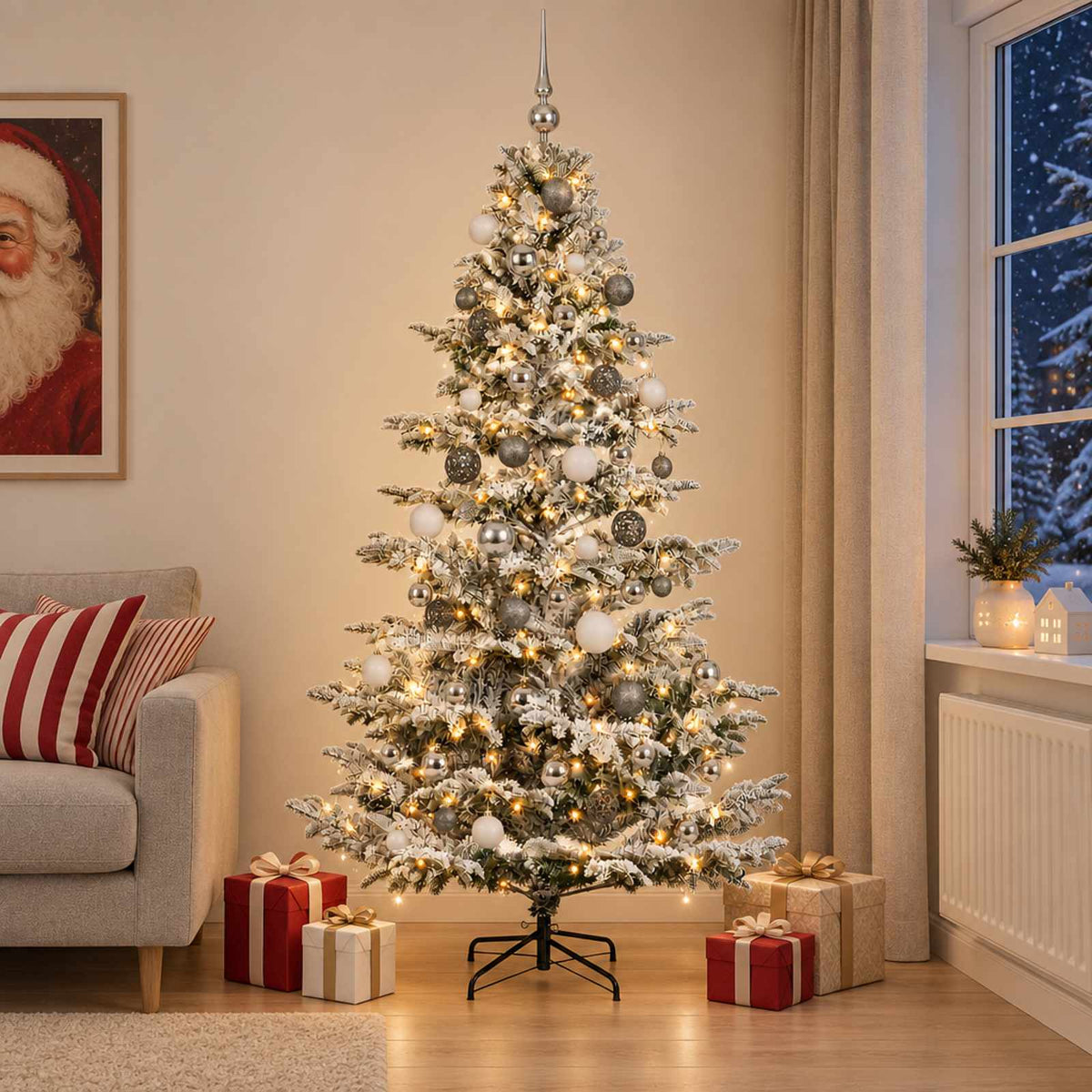 vidaXL Artificial Christmas Tree with Bauble 180 cm 300 LEDs 3