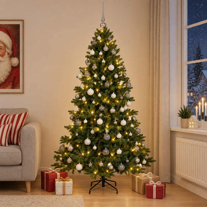 vidaXL Artificial Christmas Tree with Bauble 210 cm 300 LEDs 1