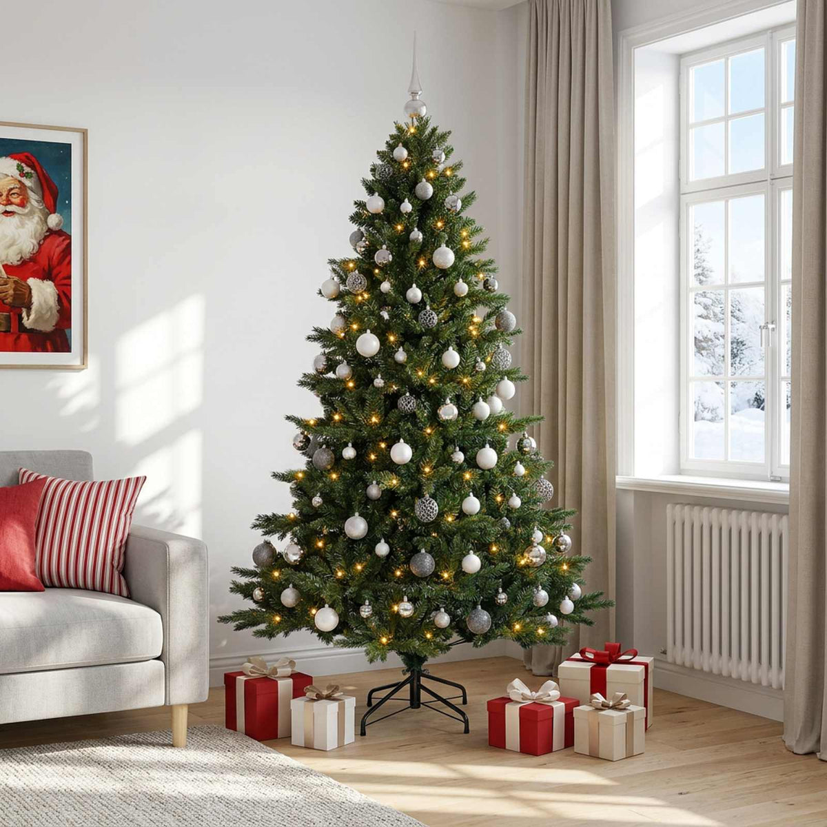 vidaXL Artificial Christmas Tree with Bauble 240 cm 300 LEDs 3