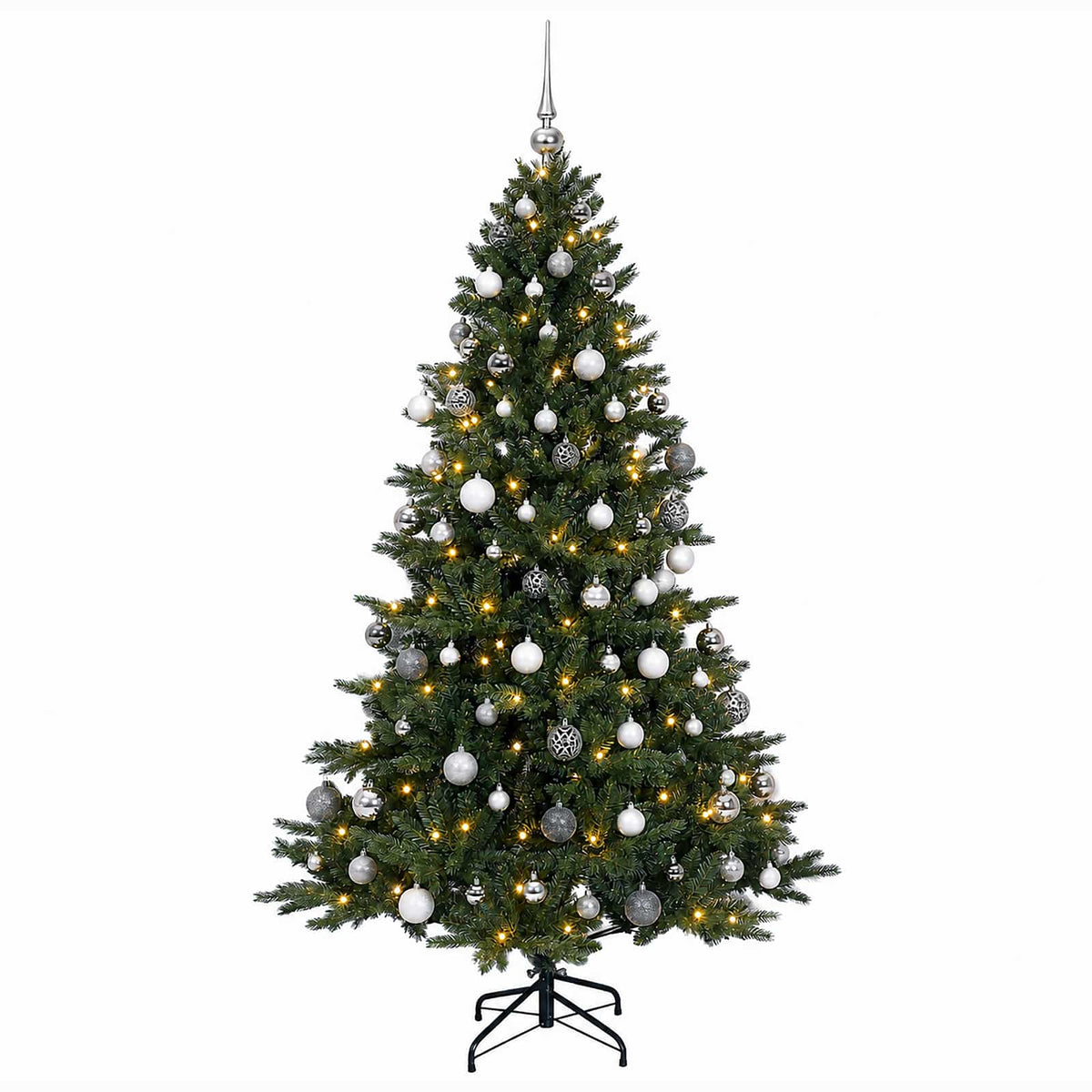 vidaXL Artificial Christmas Tree with Bauble 210 cm 300 LEDs 4