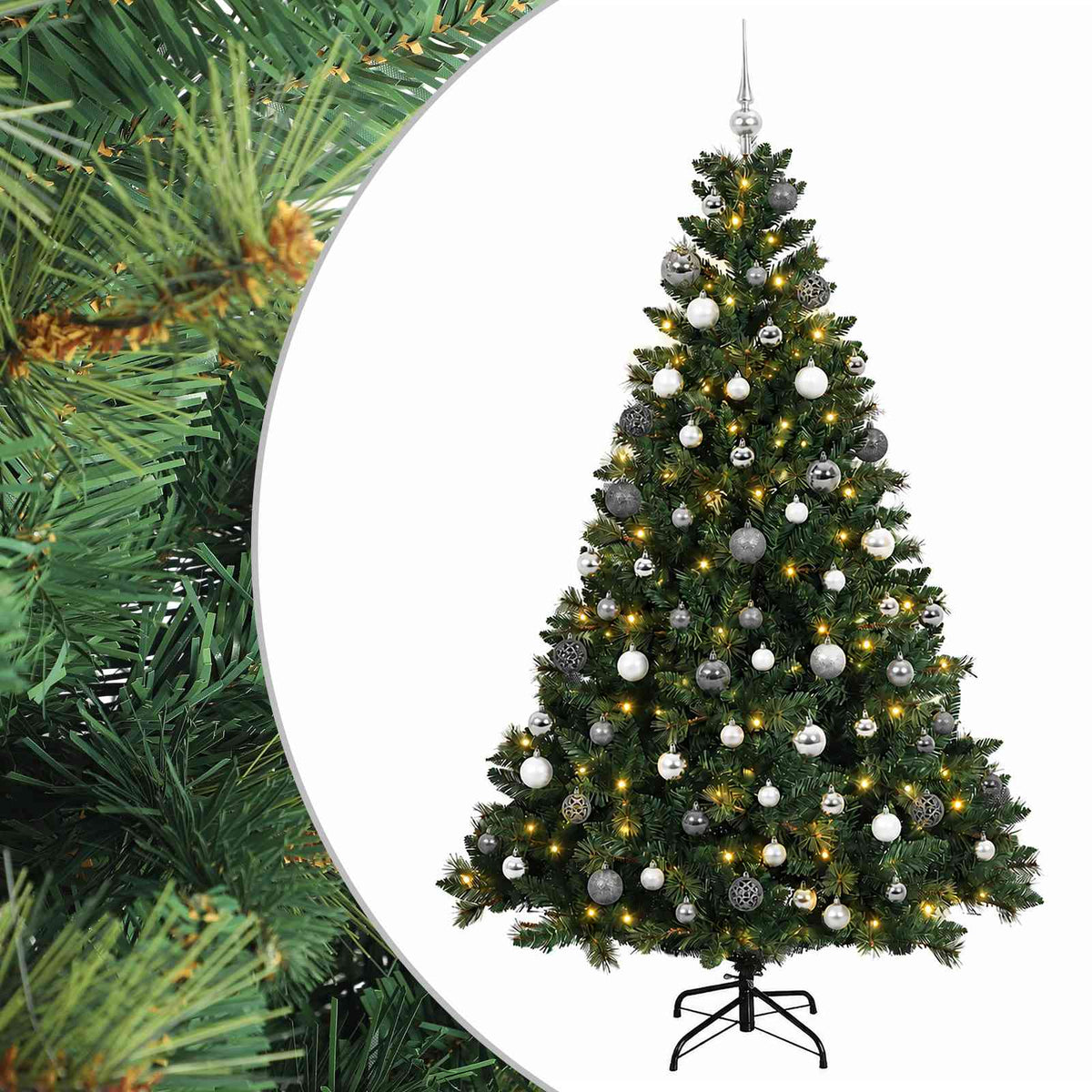 vidaXL Artificial Christmas Tree with Bauble 240 cm 300 LEDs 2