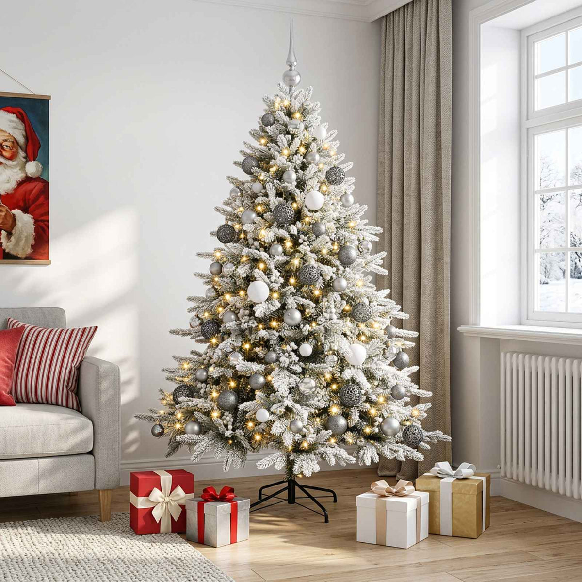 vidaXL Artificial Christmas Tree with Bauble 210 cm 300 LEDs 3