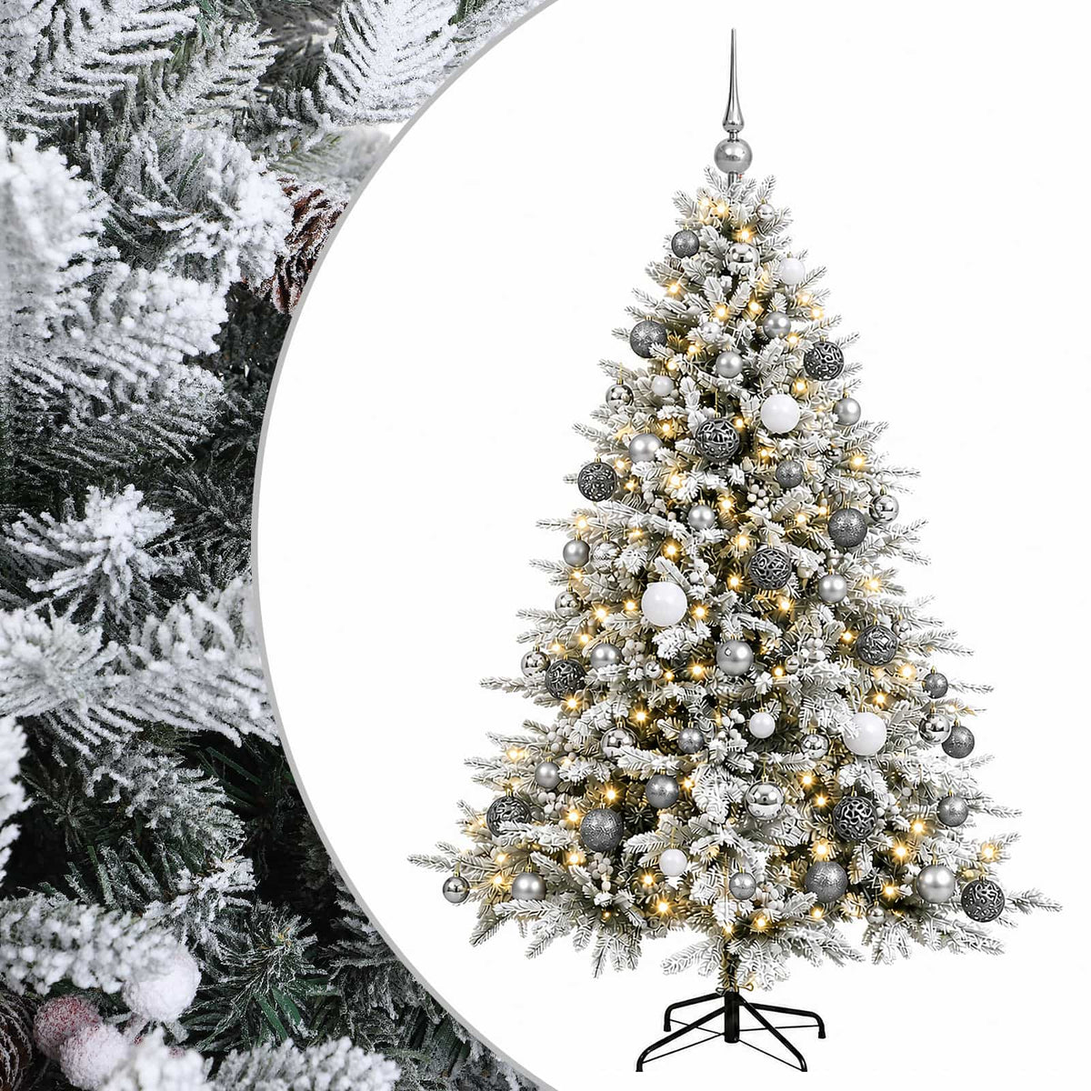 vidaXL Artificial Christmas Tree with Bauble 210 cm 300 LEDs 2