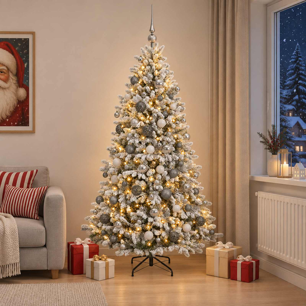 vidaXL Artificial Christmas Tree with Bauble 180 cm 300 LEDs 3