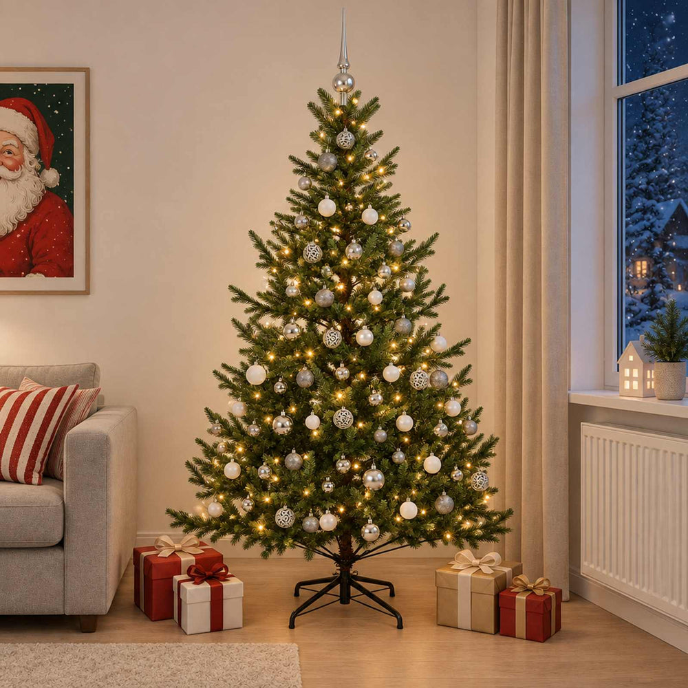 vidaXL Artificial Christmas Tree with Bauble 180 cm 300 LEDs
